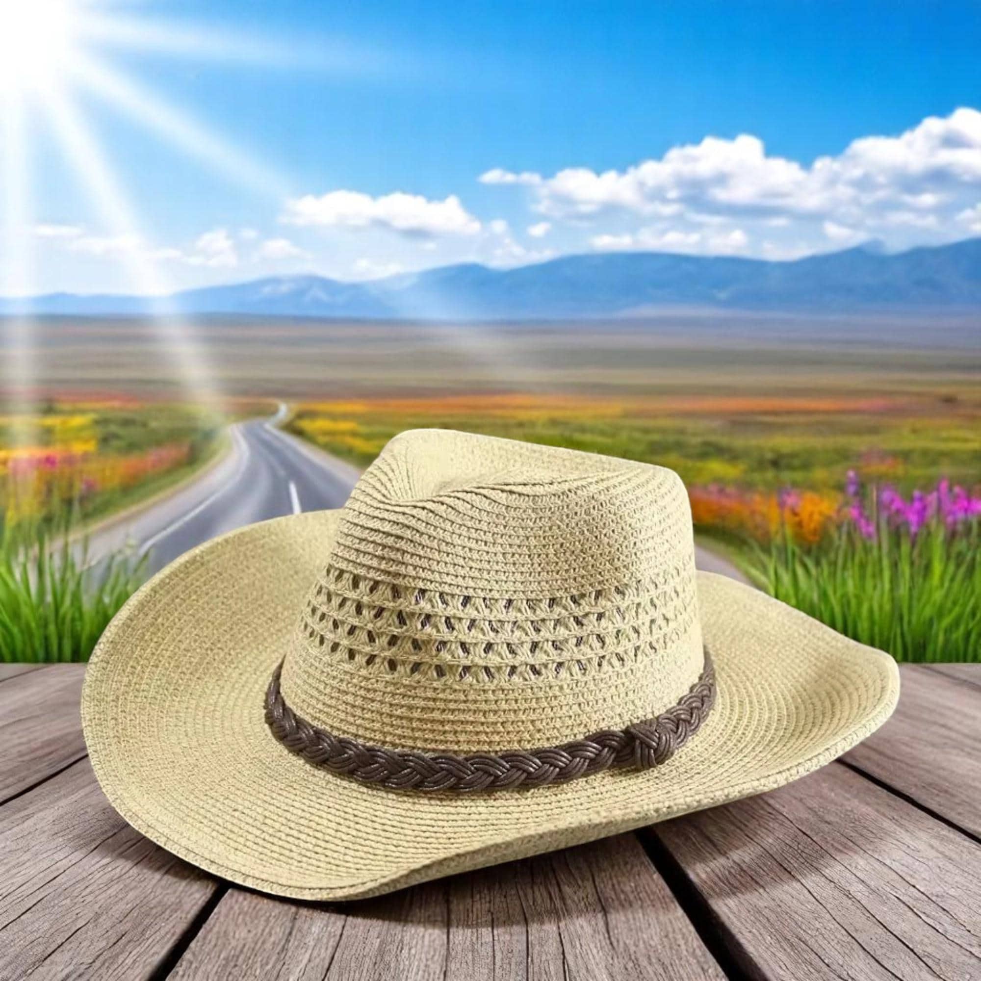 7363 Straw Cowboy Hats For Women/men Western Cowgirl Hat Foldable Wide Brim Straw Cowboy Hat Foldable - Etsy main image 2