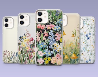Wildflower Phone Case Floral Botanical Cover for iPhone 16,15, 4,13,12 Samsung S25Fe,S24,S23,S22,A16,A26,A56 Pixel 9Pro,8A,7