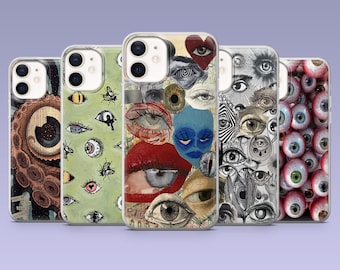 Creepy Eyes Telefoonhoesje Horror Weird Gore Cover voor iPhone 16,15,14,13,12 Samsung S25Fe, S24, S23, S22, A16, A26, A56 Pixel 9Pro,8A,7