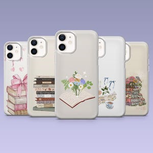 Bookish Phone Case Bookworm Library Cover for iPhone 16,15, 4,13,12 Samsung S25Fe,S24,S23,S22,A16,A26,A56 Pixel 9Pro,8A,7