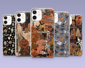 Halloween Phone Case Spooky Ghost Autumn Cover for iPhone 16,15, 4,13,12 Samsung S25Fe,S24,S23,S22,A16,A26,A56 Pixel 9Pro,8A,7
