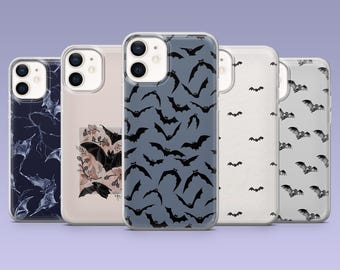 Bat Phone Case Spooky Gothic Cover for iPhone 16,15, 4,13,12 Samsung S25Fe,S24,S23,S22,A16,A26,A56 Pixel 9Pro,8A,7