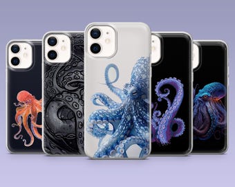 Octopus Phone Case Nautical Art Tentacles Cover for iPhone 16,15, 4,13,12 Samsung S25Fe,S24,S23,S22,A16,A26,A56 Pixel 9Pro,8A,7