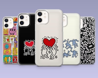 Keith Haring Phone Case 1980s Urban Art Cover for iPhone 16,15, 4,13,12 Samsung S25Fe,S24,S23,S22,A16,A26,A56 Pixel 9Pro,8A,7