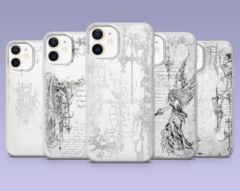 Cybersigilism Phone Case White Gothic Sigilcore Cover for iPhone 16,15, 14,13,12 Samsung S25Fe,S24,S23,S22,A16,A26,A56 Pixel 9Pro,8A,7