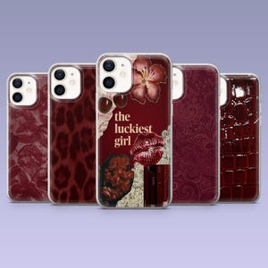 Luxury Red Phone Case Burgundy Crimson Red Cover for iPhone 16,15,14,13,12 Samsung S25Fe,S24,S23,S22,A16,A26,A56 Pixel 9Pro,8A,7