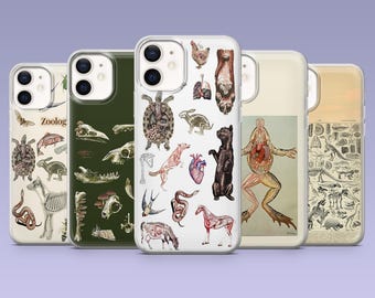 Funda de teléfono con anatomía animal, diseño médico veterinario para iPhone 16, 15, 4, 13, 12, Samsung S25Fe, S24, S23, S22, A16, A26, A56, Pixel 9Pro, 8A, 7