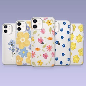 Pressed Flowers Phone Case Clear Floral Transparent Cover for iPhone 16,15, 14,13,12 Samsung S25Fe,S24,S23,S22,A16,A26,A56 Pixel 9Pro,8A,7