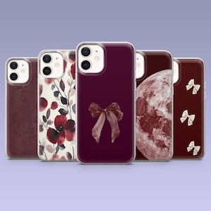Coque de portable bordeaux, rouge cerise bordeaux, pour iPhone 16,15, 4,13,12, Samsung S25Fe, S24, S23, S22, A16, A26, A56, Pixel 9Pro, 8A, 7
