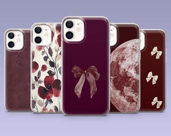 Burgundy Phone Case Dark Red Cherry Maroon Cover for iPhone 16,15, 4,13,12 Samsung S25Fe,S24,S23,S22,A16,A26,A56 Pixel 9Pro,8A,7