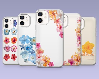 Hawaii Flower Phone Case Hibiscus Aloha Floral Cover for iPhone 16,15, 4,13,12 Samsung S25Fe,S24,S23,S22,A16,A26,A56 Pixel 9Pro,8A,7