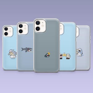 Custodia per telefono con motivo squalo, custodia minimalista con animali dell'oceano per iPhone 16, 15, 14, 13, 12 Samsung S25Fe, S24, S23, S22, A16, A26, A56 Pixel 9Pro, 8A, 7