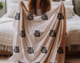 Custom Pet Blanket Using Pet Photo and Name, Personalized Cat Picture Blanket, Custom Dog Throw, Gift for Dog Dad, Pet Lover Memorial Gift