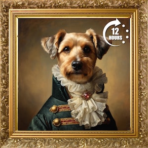 Custom Pet Portrait, Renaissance Style Royal Dog Portrait, Personalized Pet Gift, Royal Cat Portrait, Wall Art for Pet Lovers, Gift for Her