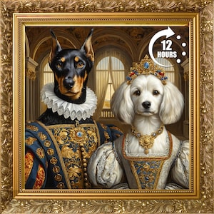 Custom Renaissance Pet Portrait: Royal Dog and Cat Painting