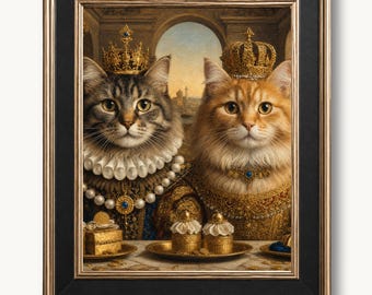 Custom Royal Cat Portrait: Renaissance Pet Painting (Digital File)