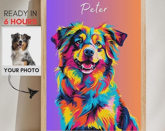 Custom Pop Art Dog Portrait Print – Personalized Pet Wall Art with Name