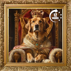 Custom Royal King & Queen Pet Portrait, Custom Oil Painting from Photo, Pet Lover Gift, Renaissance Pet Art, Personalized Pet Portrait