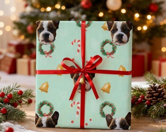 Custom Dog Wrapping Paper for Christmas, Personalized Pet Photo Gift Wrap, Funny Cat Wrapping Paper, Holiday Gift