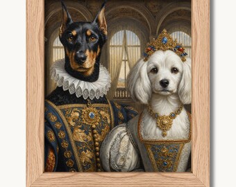 Custom Renaissance Pet Portrait: Royal Dog and Cat Painting