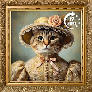 Custom Renaissance Cat Portrait: Royal Pet Painting, Unique Wall Art
