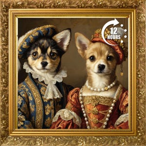 Custom Royal Pet Portrait, Renaissance Style Dog Digital Painting, Custom Funny Gift, Royal Cat Portrait, Memorial Pet, Gift for Pet Lovers