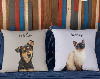 Coussin personnalisé pour animal de compagnie à partir d'une photo, coussin personnalisé pour chien, coussin chat personnalisé, cadeau commémoratif pour animal de compagnie