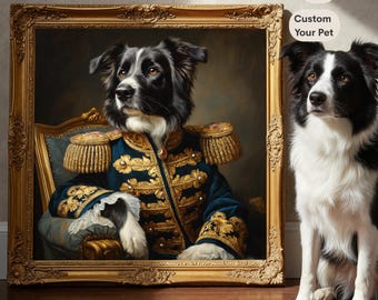 Personalized Pet Painting from Photo, Custom Dog or Cat in Royal Costume, Regal Wall Art, Funny Gift for Pet Lover