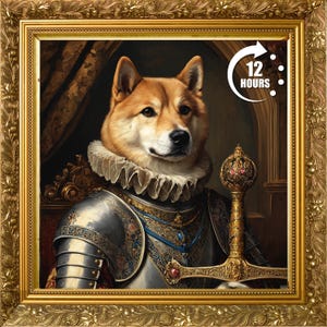 Custom Pet Portrait - Personalized Royal Dog and Cat Painting, Renaissance Style Art, Regal Pet Gift, Custom Canvas or Digital File Art