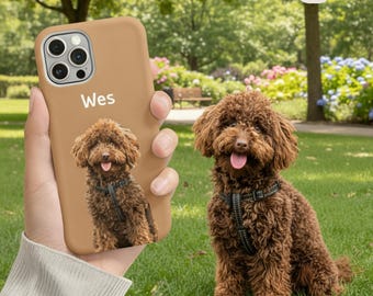 Pet Photo Phone Case with Name, Custom iPhone or Samsung Dog and Cat Cover