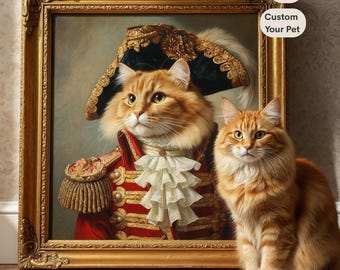 Custom Pet Portrait, Regal Dog or Cat Art, Military Admiral Painting, Funny King Queen Pet Gift