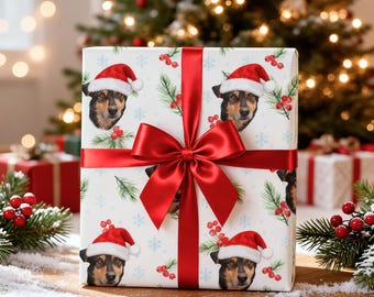 Custom Christmas Pet Wrapping Paper Using Pet Photo Personalized Dog Wrapping Paper Christmas Cat Gift Wrap Custom Pet Gift Wrapping