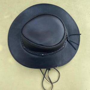 Handmade Black Leather Outback Hat | Western Cowboy Style Aussie Bush Hat | Outdoor Men’s Vintage Fedora – HideCraftBySam