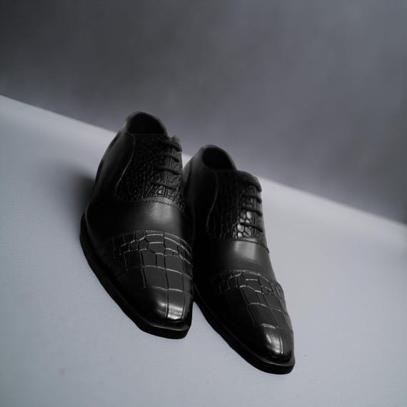 Classic Black Crocodile Pattern Oxfords Amazon.com | Dress Oxford Shoes for Men Classic Lace-up  main image 4