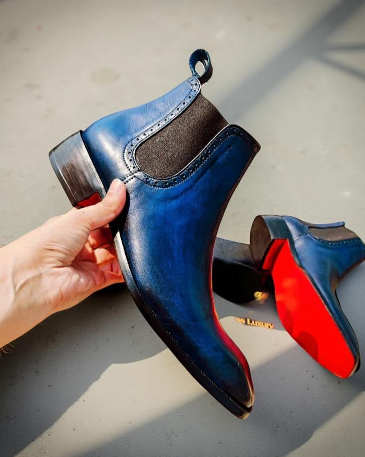 chinese dress ladies Amazon.com | Mens Chelsea Boots， Wedding Banquet Dress Leather Shoes  England Style Pointed Business Ankle Boots,Blue- 37