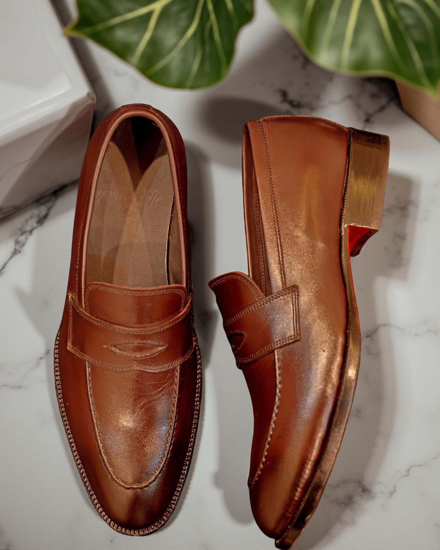 Handmade Goodyear Welt Brown Leather Penny Loafers: Classic  display picture 2