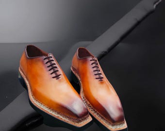 Handmade Brown Patina Wholecut Oxford Shoes | Goodyear Welt Leather Dress Shoes | Men’s Luxury