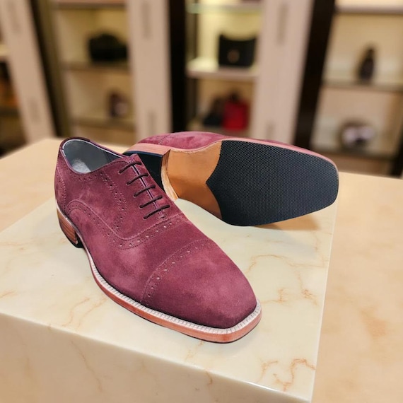 mens burgundy suede dress shoes Maroon Men's Dress Shoes + Belt – Ja Ja Genau main image 1