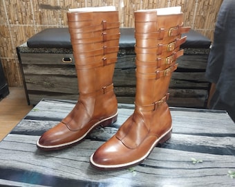 Handmade Leather Riding Boots: Vintage Military Style, Goodyear Welted