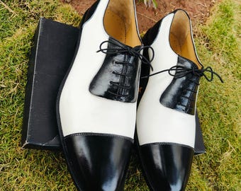 メンズ ツートン サドル オックスフォード ドレスシューズ