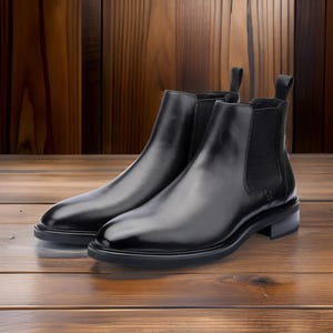 Handmade Black Leather Chelsea Boots for men | Formal and Casual Slip On Leather Boots | Classic Ankle Dress Boots | Street and Smart Wear