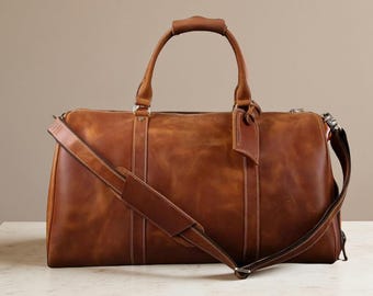 ハンドメイドレザーダッフルバッグ：ヴィンテージブラウンウィークエンダートラベルバッグ