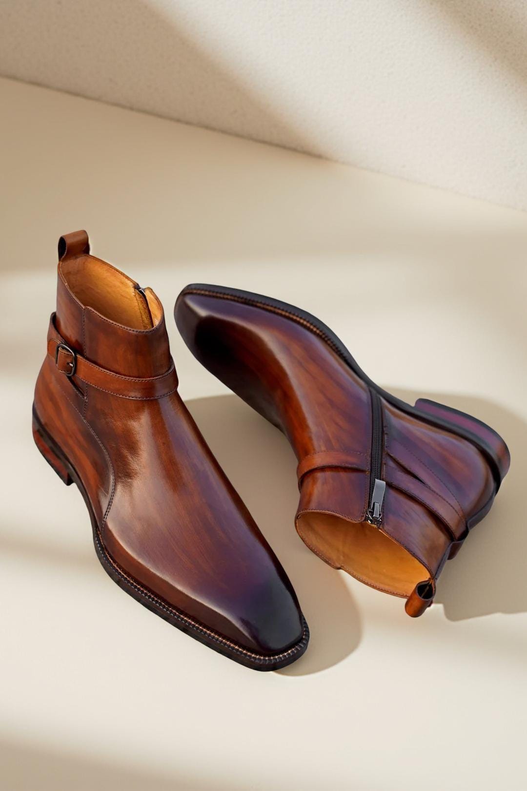 Chaussures en cuir véritable faites à la main pour hommes, mocassins confortables et