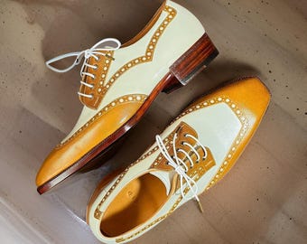 Handmade Leather Oxford Shoes: Wingtip Formal Dress Shoes