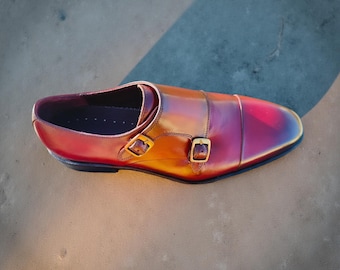 Handgefertigte Burgunder Leder Doppel Monk Strap Schuhe: Elegante formelle Schuhe