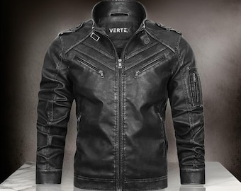 Men's Handmade Black Leather Biker Jacket - Custom Fit