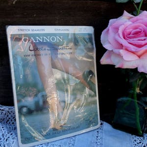 Vintage Cannon Little Secrets Stockings, 8.5 - 11 Stretch Sheer Seamless Stockings, Cinnamon