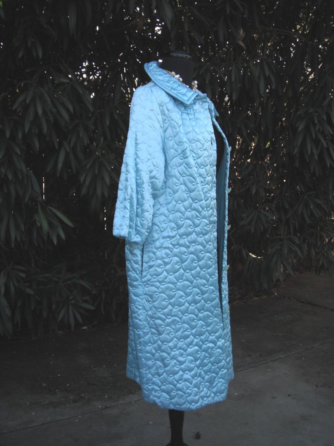 Vintage 1950's Quilted Robe / Blue Satin Quilted Robe by Etsy