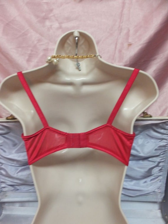 Vintage Bra, Playtex, RED Lace Bra 36C, Sexy Key … - image 8