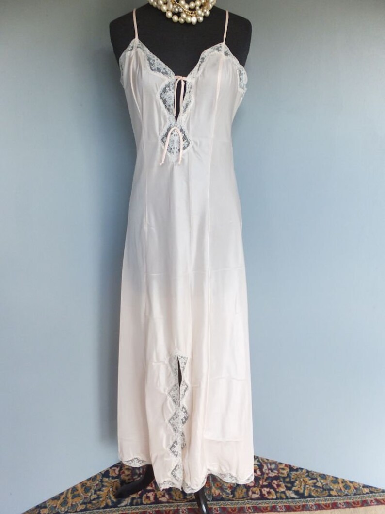 Vintage 60s/70s Nightgown Barbizon Floor Length Satin Gown | Etsy